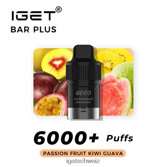 IGET vape Bar Plus Pod 6000 Züge JNJRFD262 Passionsfrucht-Kiwi-Guave