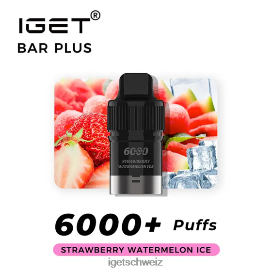 IGET vape Bar Plus Pod 6000 Züge JNJRFD271 Erdbeer-Wassermelonen-Eis