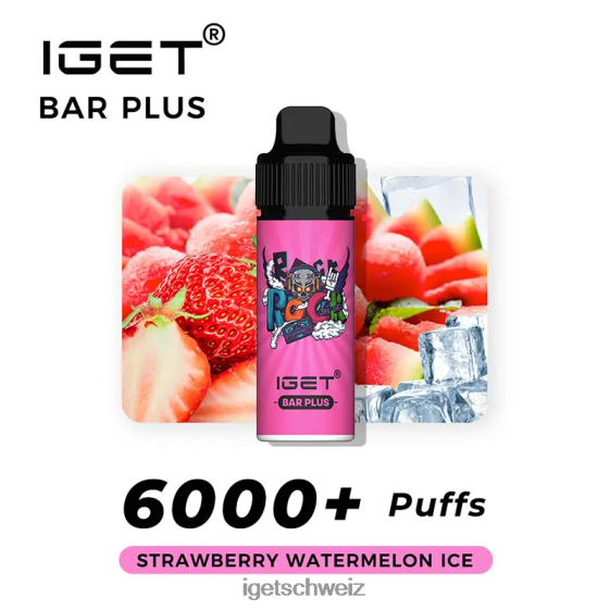 Nikotinfreier IGET vape-Riegel plus Vape-Kit JNJRFD369 Erdbeer-Wassermelonen-Eis