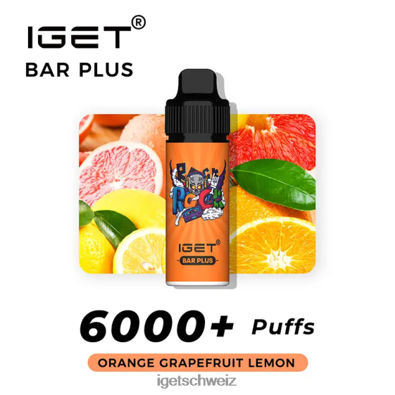Nikotinfreier IGET online-Riegel plus Vape-Kit JNJRFD372 Orange, Grapefruit, Zitrone