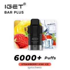 IGET vape Schweiz Bar Plus Pod 6000 Züge JNJRFD257 Erdbeer-Kiwi-Eis