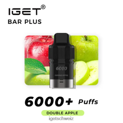 Nikotinfreier IGET vape Bar Plus Pod, 6000 Züge JNJRFD378 Doppelapfel