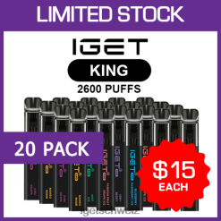 online IGET vapes King – 2600 Züge – 20er-Pack JNJRFD503